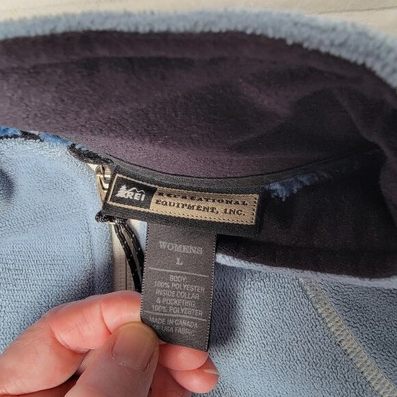 REI Polartec Full Zip Fleece Jacket Womens Large Blue Made In Canada Cozy Warm - Picture 8 of 11